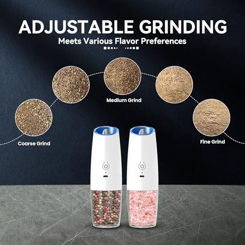 Rechargeable Electric Salt And Pepper Grinder Set (White-Set)