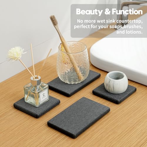 4PCS Water Absorbing Sponge Holder Diatomite Stone Sink Tray Mat (4 Pack - Dark Gray / 9" X 3.5")