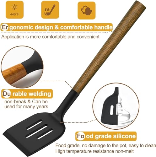 Silicone Cooking Utensil Set (Black)