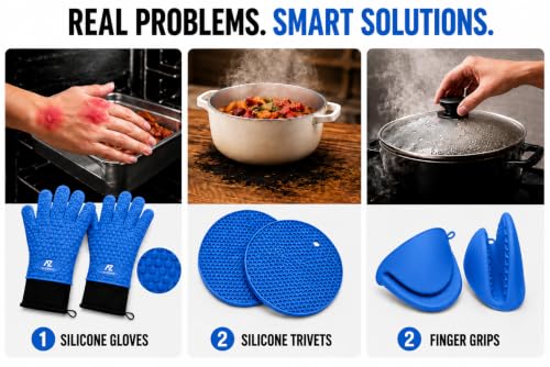 Silicone Oven Gloves (Blue)