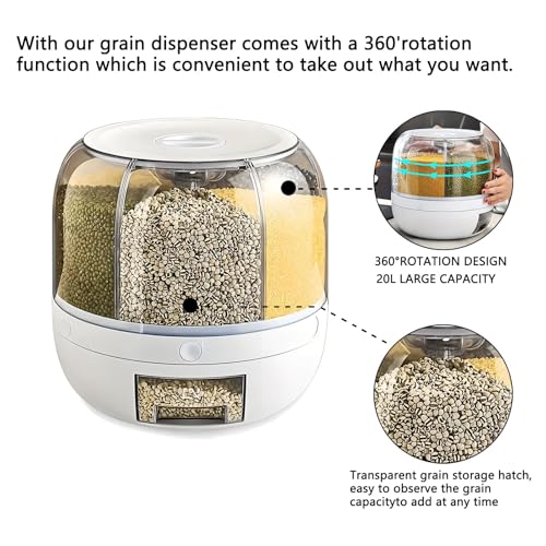 Rotating Grain Storage Bin 6 Grids Rice Container One (Large)