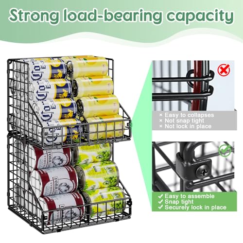 6 Pack Stackable Can Organizer for Pantry with Adjustable Dividers (S-(6 pack))