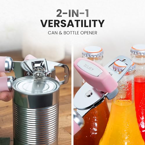 Manual Can Opener Heavy Duty Patented Stainless Steel (Pink / Comfy Grip)