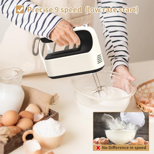 9 Speed Digital Hand Mixer Electric (Creamy/Black)