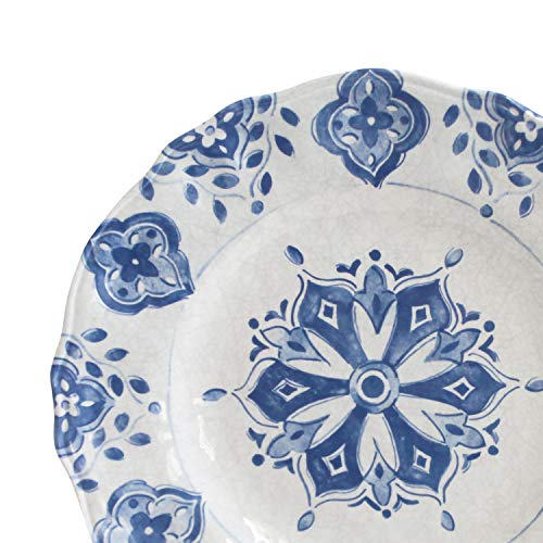 18 Piece Luxury Melamine Dinnerware Set (Moroccan Blue)