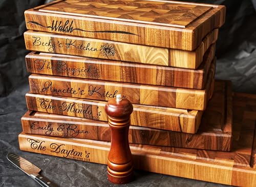 Personalized End Grain Walnut Cutting Board (18x12x2 Inches)