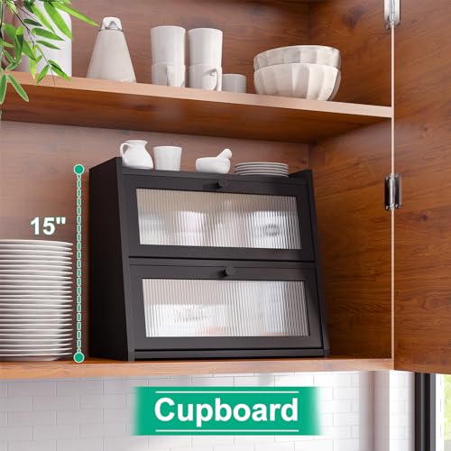 Large Black Bread Box (Black / Large-2_Tier)