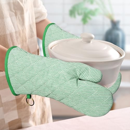 Yarn Dyed Oven Mitts 1 Pair (Green)
