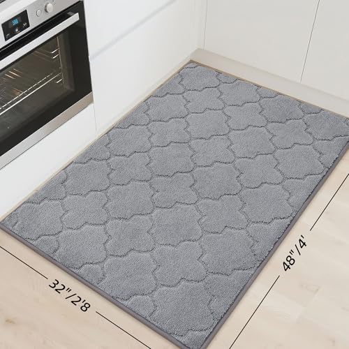 Kitchen Rugs Non Slip Washable 32"x48" (Grey / 32"X 48")