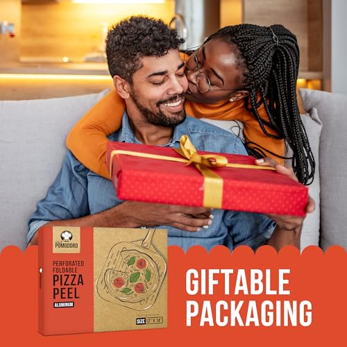 Perforated Aluminum Pizza Peel 12x14 in Foldable Wood Handle