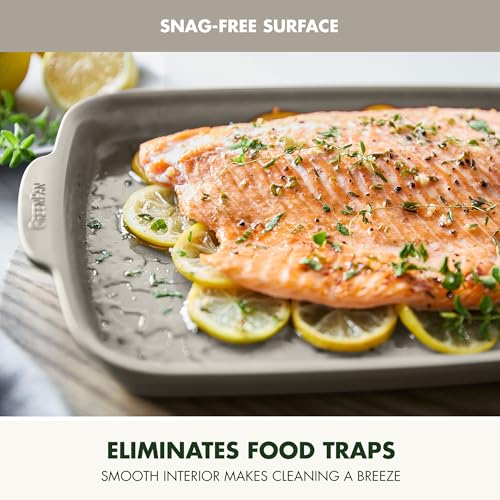 Premiere Ovenware Healthy Ceramic Nonstick 18" x 13" Half Rectangular Baking Pan (18" x 13" Half Sheet Pan / Taupe)