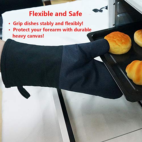Oven Gloves Oven Mitts Heat Resistant 550 Degrees (2PCS‑14"L x 7.5"W/BLUE‑Aramid Fabric)