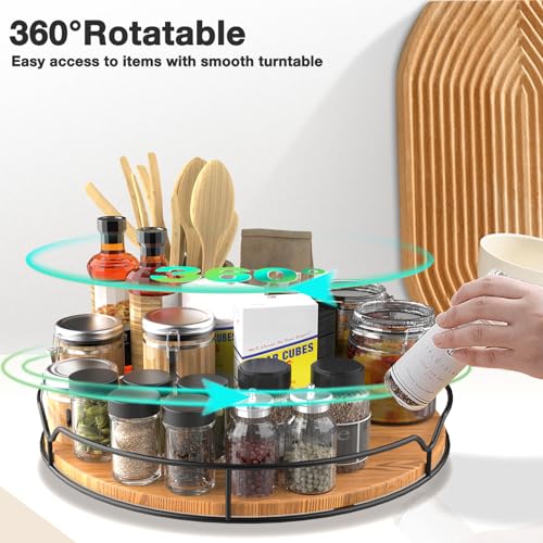Lazy Susan Turntable Organizer for Cabinet Pantry Kitchen Countertop Refrigerator Cupboard (Carbonized Black / 14'')