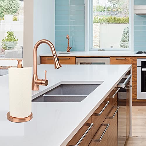 Paper Towel Holder Stand for Kitchen Countertop & Dining Room Table (Copper / Modern)
