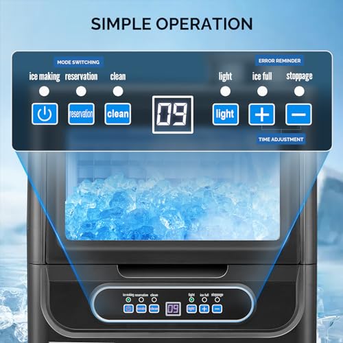90LBS 24H Countertop Ice Maker with 2 Water Inlets & Appointment Function (Black / 90LB)
