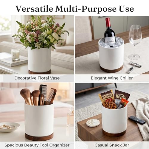Ceramic Rotating Utensil Holder for Countertop Kitchen Organizer White (White)
