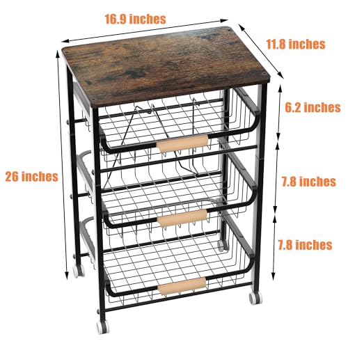 4 Layer Fruit Basket Kitchen Food Organizer and Rack (Black 4-layer Rack)