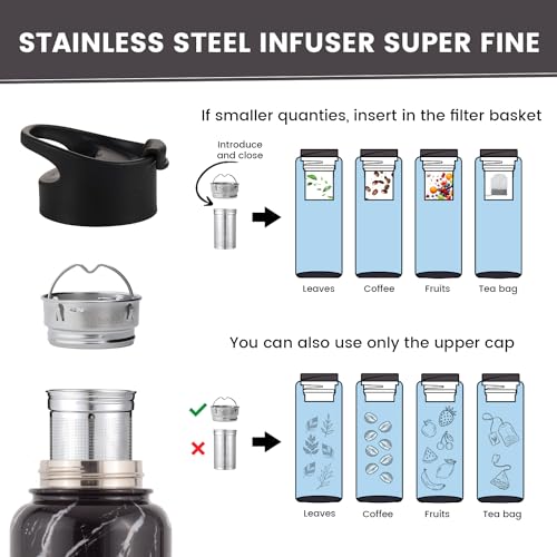 Tea Infuser Water Bottle 22 Oz (Marble / 22 Ounces)