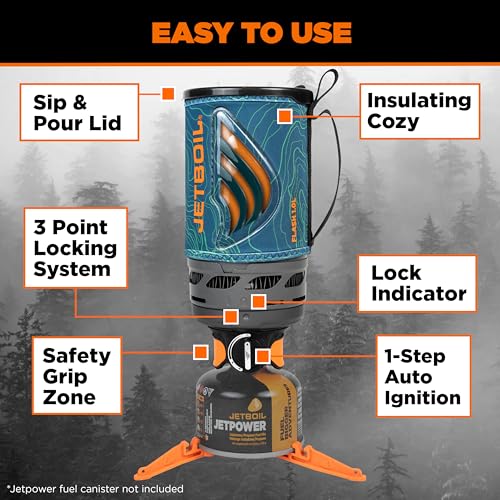 Flash 1.0L Portable Fast Boil Stove for Camping and Backpacking with 1 (Ocean Topo / 1 Liter)