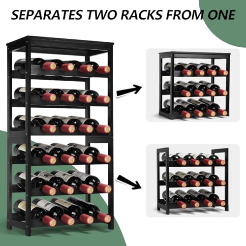 Wine Rack 24 Botttle Freestanding Floor (6 Tier Black)