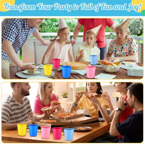 36 Pcs Kids Plastic Cups 8 oz Drinking Toddler Cups (Neon)