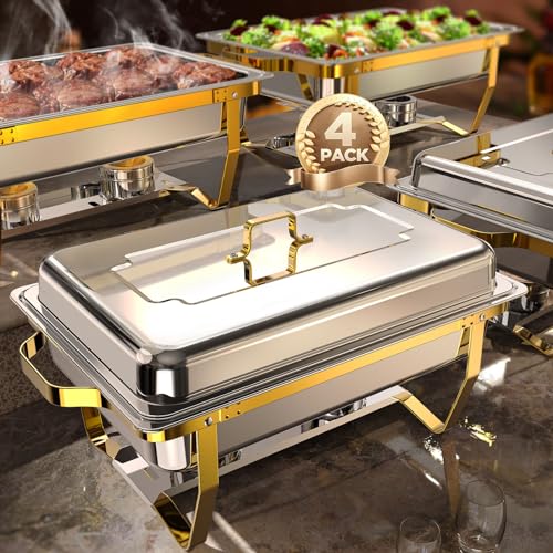 Chafing Dishes for Buffet 4 Pack (4 PACK / Gold)