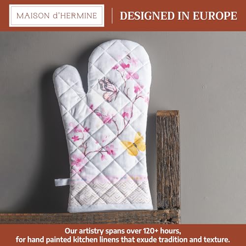 Maison d'Hermine Oven Gloves 100% Cotton Oven Mitt (050 - Blossoms in Spring / 7.5" x 13" (Oven Mitt))