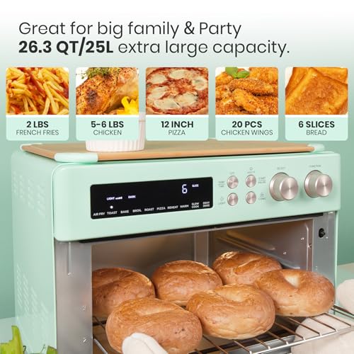 Retro 26.3 QT Infrared Heating Air Fryer Toaster Oven (Green Color)