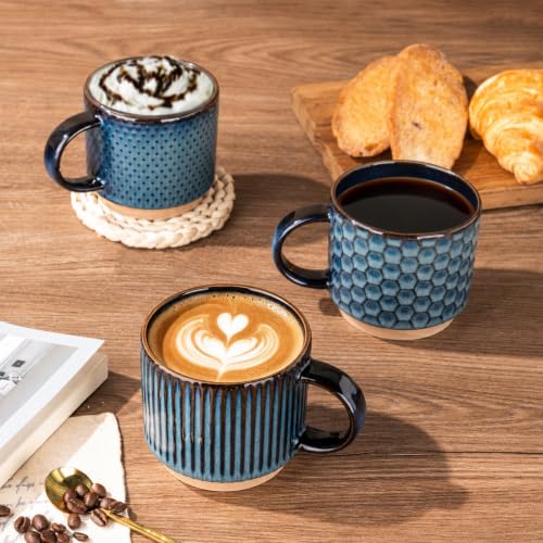 12 OZ Stackable Coffee Mugs Set of 6 (Deep Sea / 12 Ounce(6PCS))