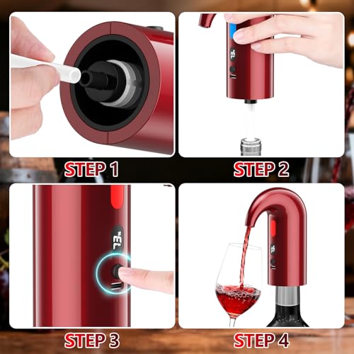Fathers Day Gift Electric Wine Aerator & Dispenser (Mini / Lucky red)