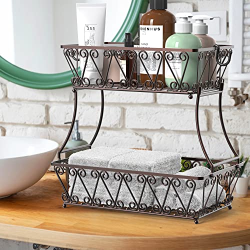 2 Tier Countertop Fruit Basket Bowl Storage