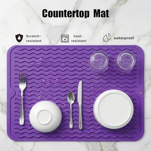 Silicone Dish Drying Mat (Purple / 16"L x 12"W)