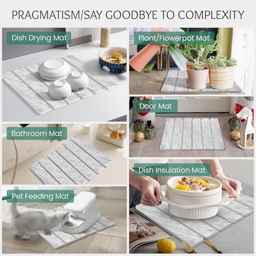 Stone Dish Drying Mat Collapsible Diatomaceous Earth Absorbent Mat Quick Dish Drying Pad Dish Rack Pad Match Any Counter to Multiple Usage for Kitchen
