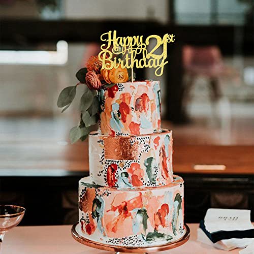 1 PCS Happy 21st Birthday Cake Topper (Gold / 21st)