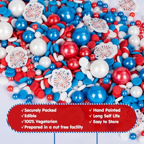 Edible Red White Blue Confetti Sprinkles (Patriotic Mix)