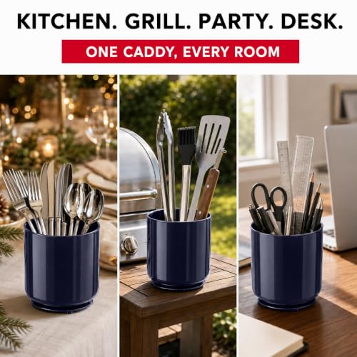 Plastic Large Rotating Navy Blue Kitchen Utensil Holder Countertop Caddy (Midnight Atlantic)