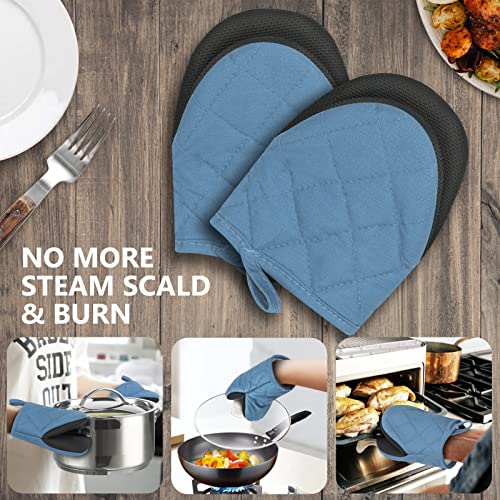 1 Pair Short Oven Mitts (Bule)
