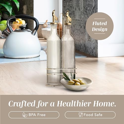 Glass Olive Oil Bottle Dispenser (Fluted / Brown)