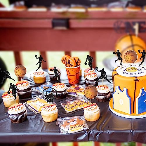 24Pcs Basketball Cupcake Toppers Star Sports Fan Basketball Backboard Cupcake Picks Baby Shower Players Sports Theme Birthday Party Cake Decorations Supplies (24 Count)