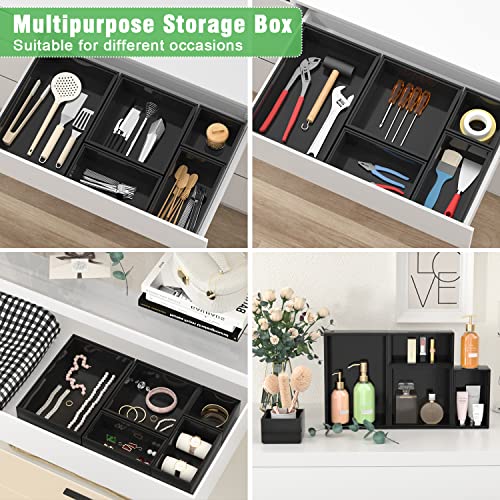 Black Bamboo Bathroom Drawer Organizer (Black)