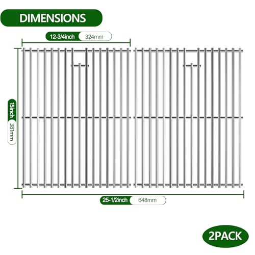 15 Inch Grill Cooking Grates Replacement (15" D x 25.5" W)