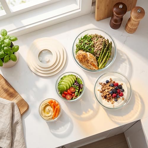 Glass Meal Prep Containers with Lids (White Sand-RD)