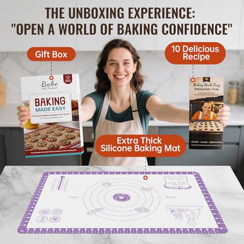 Non Stick Silicone Pastry Mat for Dough Rolling (Purple / 26"L x 16"W)