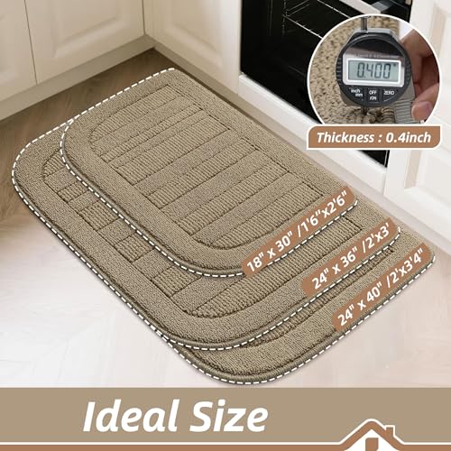 24x36 Inch Kitchen Rugs Non Slip Washable Kitchen Sink Rug (2' x 3' (Semicircular) / Beige)