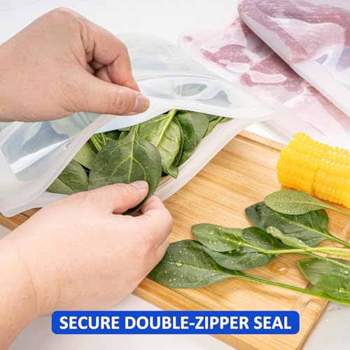 100% Silicone Flat Gallon Freezer Bags (Clear| Gallon | 4 Pack Flat)