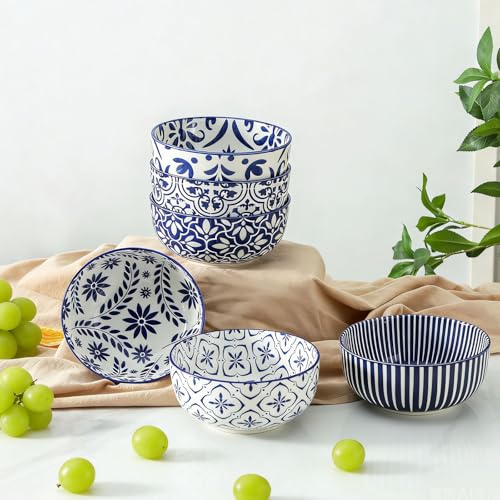 Soup Bowls 28 Ounce Ceramic Cereal Bowls Set of 6 (Assorted Mix)