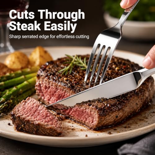 12 Piece Steak Knife and Fork Set for 6 (4.5")