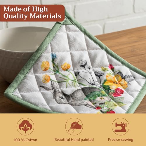 Pot Holders 100% Cotton Potholders (035 - Printemps / 8" x 8" (Pot Holder Pack of 1))