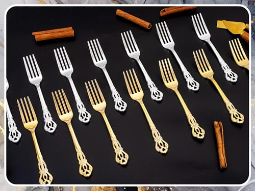 75PCS Silver Plastic Forks 8.1inch Vintage Baroque Forks for Party (75-Silver / Forks)