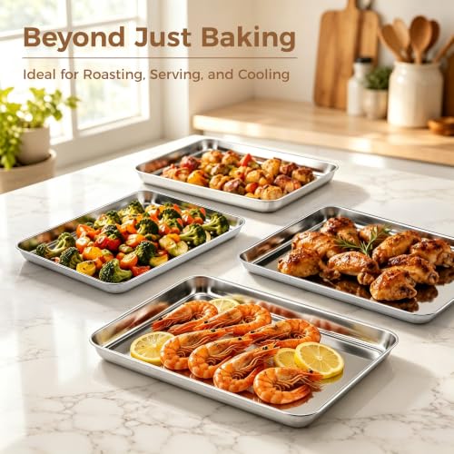 Stainless Steel Baking Sheet 4 Pack (12.4"x9.7")